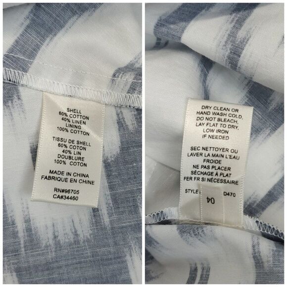 Rebecca Taylor Inidigo Ikat Linen Dress in Snow Combo - Picture 12 of 13